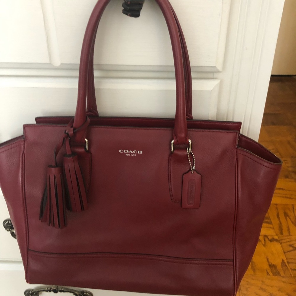 Coach red leather tote
